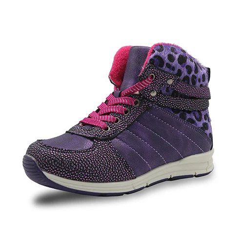 Apakowa/Новые осенне-зимние ботинки для девочек детская обувь из искусственной кожи на молнии; Короткие Плюшевые Нескользящие Теплые ботильоны для девочек - Цвет: Purple