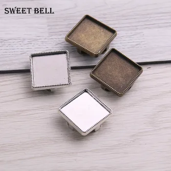

30pcs square leather slider beads two color blank 15mm cabochon setting diy bracelets making supplies hole 2.5*10mm D6427