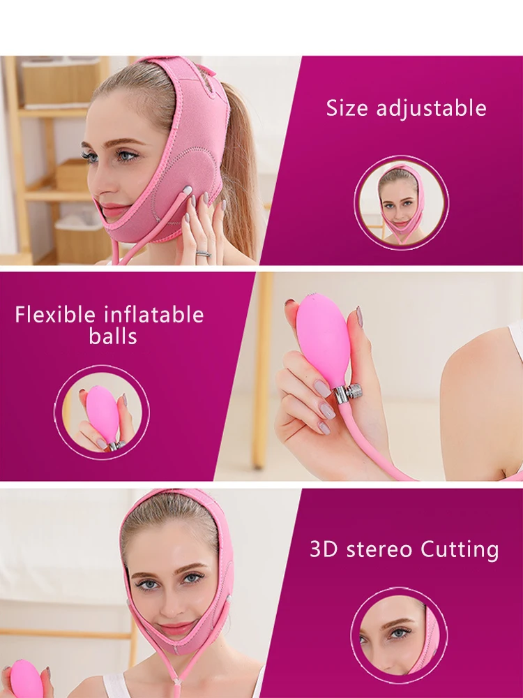 Inflatable Face Lifting Slimming Tight Band Mask Belt Airbag Facial Bandage Natural V Shaped Cheek Double Chin Beauty Care Tool