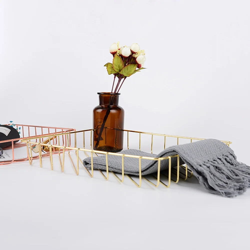 

Metal Storage Iron A4 Paper Storage Basket Elegant Desk Organizer Decorative Basket WXV Sale