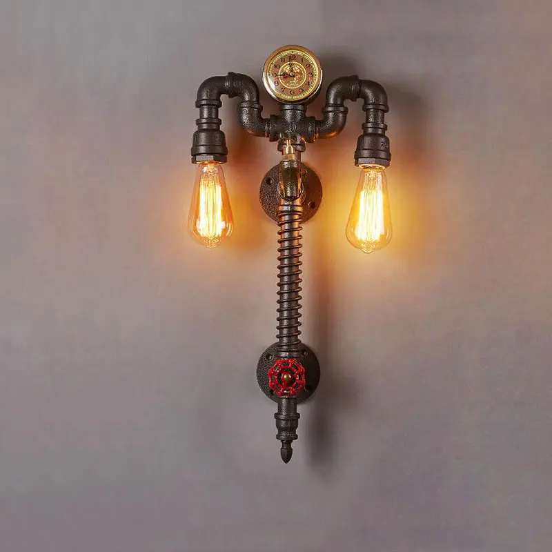 

Steam punk Cafe bar Restaurant dining room porch living room wall lamp loft iron art pipe wall light E27 edison bra sconce