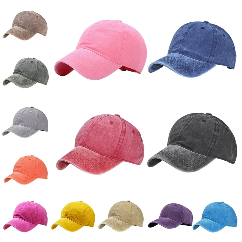 

2019 High quality Washed Adjustable Hats Solid Color Sport Running Cap Unisex couple cap Leisure dad Hat Camping Cycling cap