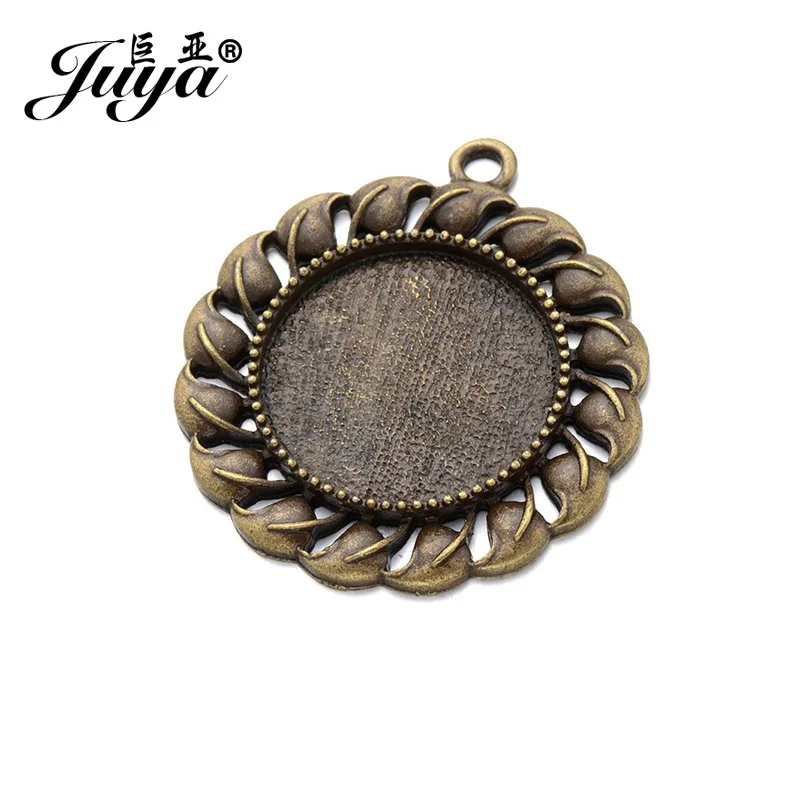 

JUYA Cabochon Base Setting Charms Pendant 2pcs/set 25mm Cheap Jewelry Making Findings High Quality Round Cabochons Diy AD0030