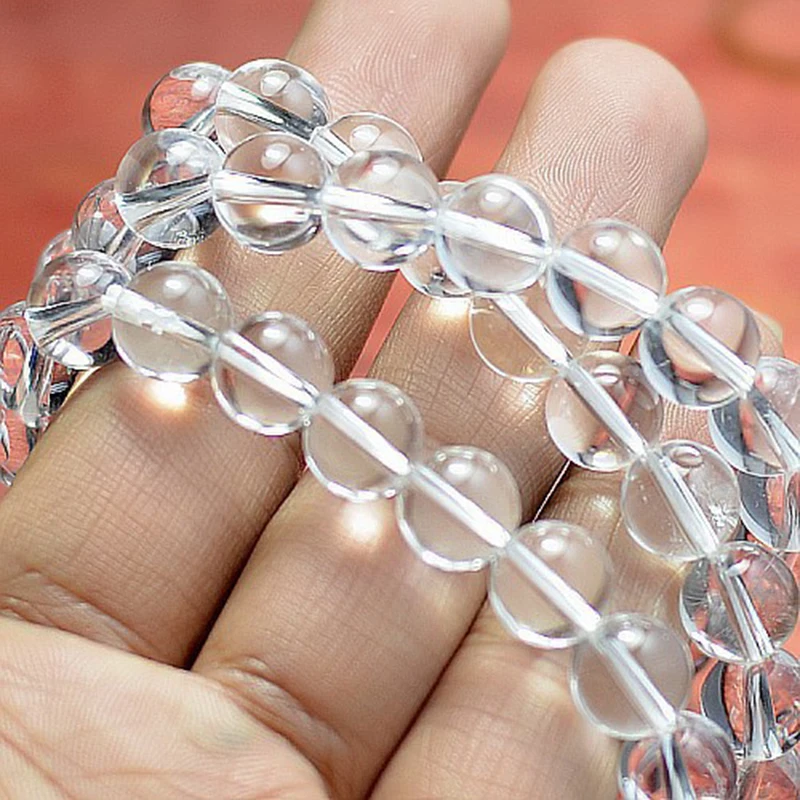 MOROW Hot Natural Ice White Crystal Round Beads Stone Bracelet Womens Fashion Charm Elastic Bracelets Jewelry for Pulseira Gift (8)