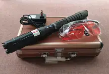 Strong high power 970G 100000M 532nm powerful green laser pointer adjustable focus burning matches lit cigarette with 5 caps+box