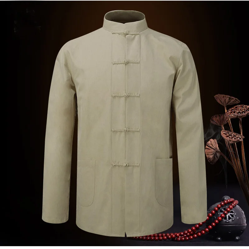 Хлопок бренд Новое поступление китайские мужские одноцветные кунг-фу куртки пальто Верхняя одежда s m l xl XXL 3XL M070801