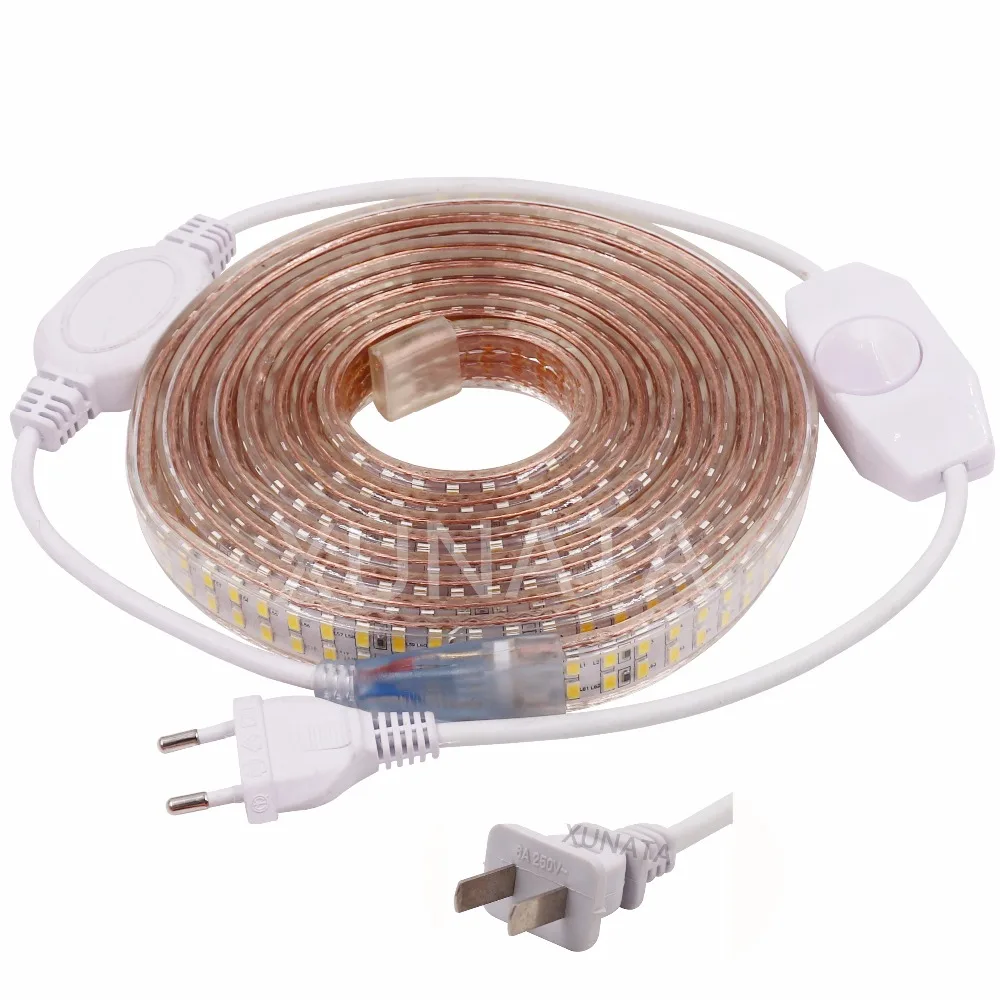 

AC110V/220V SMD 5730 240 Leds/Meter Strip Leds Lights Lamps Waterproof Dimmable Flexible Led Strip With EU/US Plug