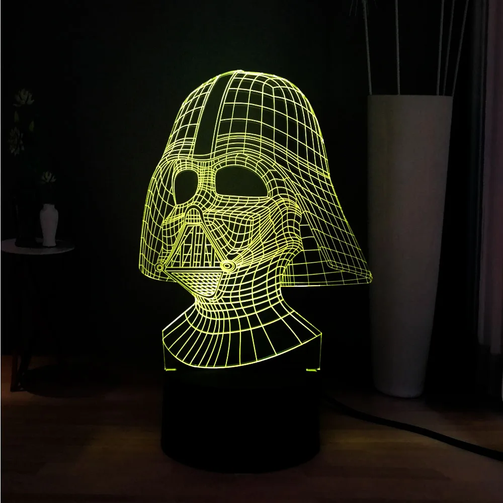 

3D Cool Darth Vader Black Knight 7Color Change LED Night Lamp Children Bedside Decor Sleep Lamp Table Light Gift Free Shipping