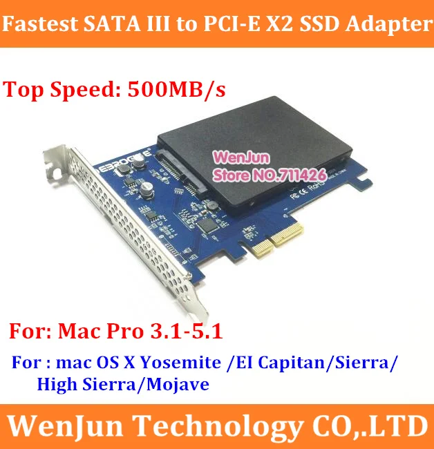  500 MB/s Super Speed SATA III pci-e x2 SSD Adapter karte für mac pro 31-51 OSX 10.8- 10.14.5 für wi