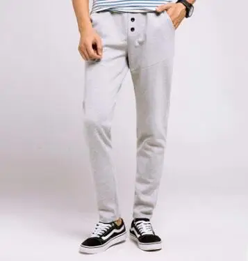 Мужские Повседневное брюки новые бегунов осень Стиль Мужская Однотонная одежда для отдыха штаны Pantalon Homme длинные брюки# b47 - Цвет: light gray