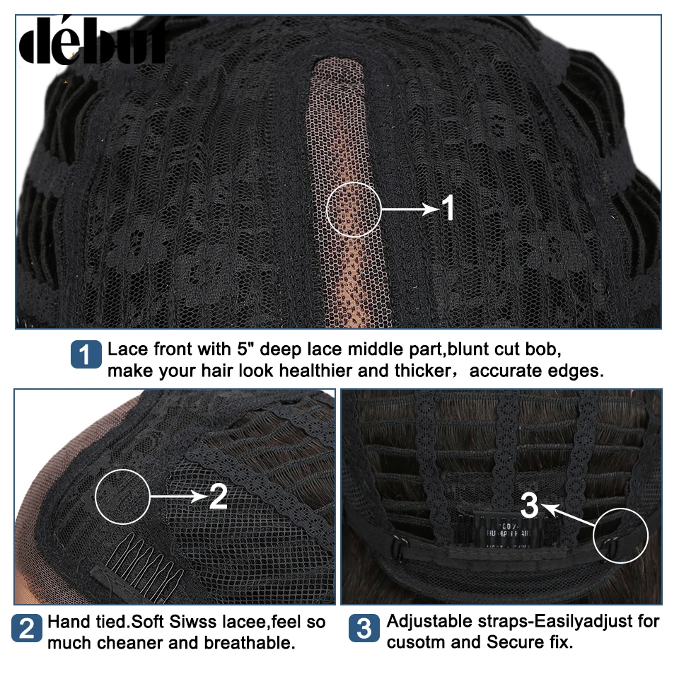 Debut Wig Human Hair Brazilian Straight Lace Front Human Hair Wigs Remy Short Bob Wigs For Black Women Ombre Cheap Lace Wig
