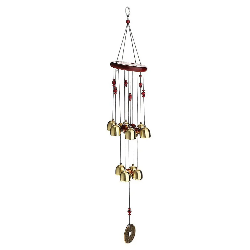 Bronze 10 Big Metal Bells Wood Wind Chime Outdoor Garden Hanging Decor