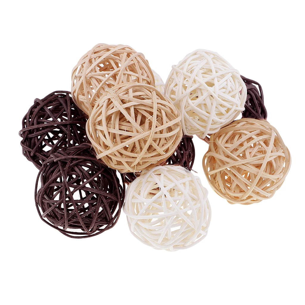 20 Pieces Natural Wicker Rattan Ball 5cm Twig Orbs Balls DIY Embellishments Wedding Ornaments Crafts String Lights Supply