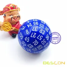 Bescon многогранные кубики 100 сторон кости, D100 под давлением, 100 Двусторонняя куб, D100 игра в кости, 100 сторонняя куб голубой цвет