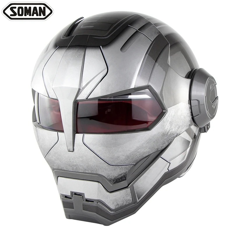 Soman 515 Ironman мотоциклетный шлем флип-ап моторный велосипед Casco Capacetes точка утверждения - Цвет: shinning gray war