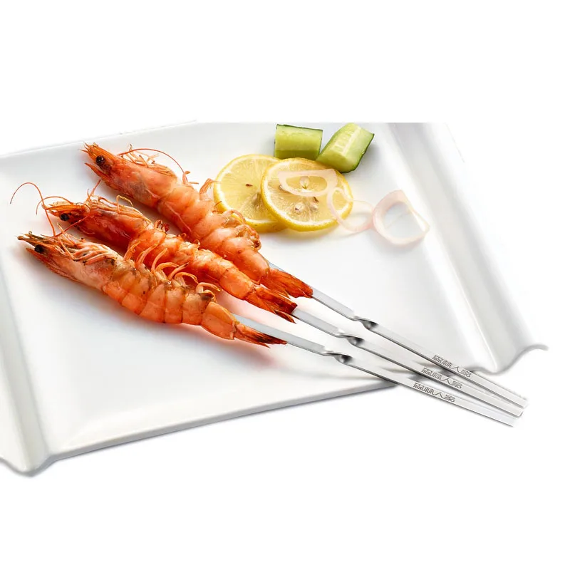 6 Pieces 9.8''/25cm Stainless Steel BBQ Stick,Outdoor Barbecue Sticks