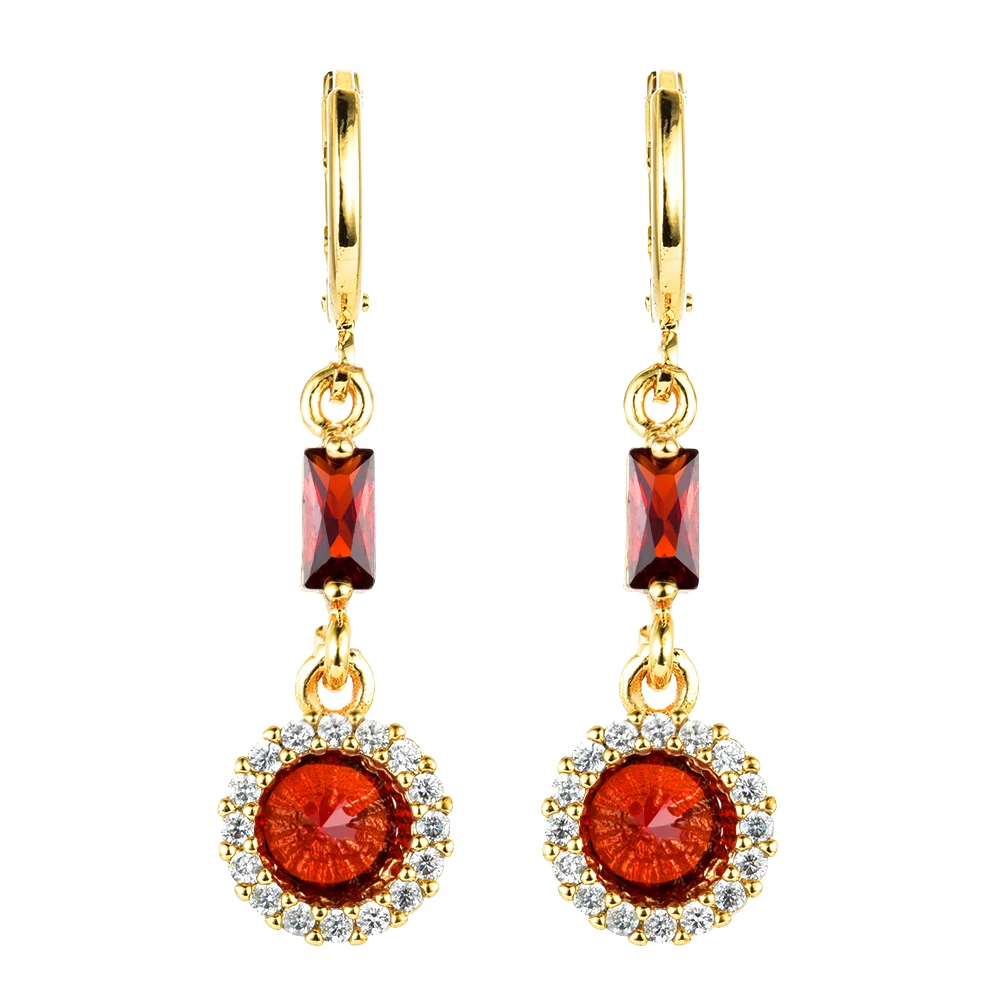 Fashion Gold Color CZ Drop Earrings for Women Girls Jewelry Wedding Party Gifts