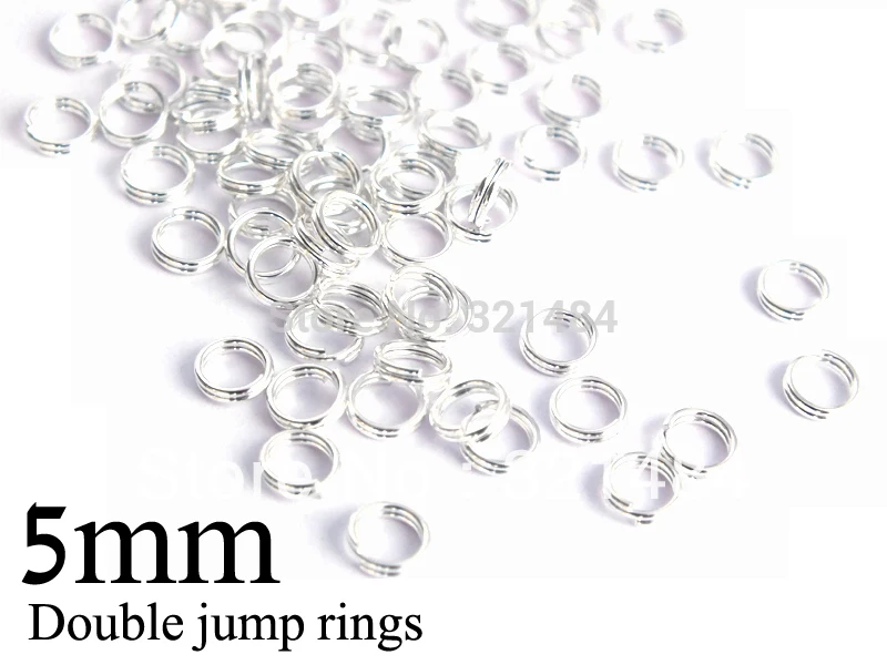 2500piece/lot metal silver plated split double jump rings 5mm jumprings