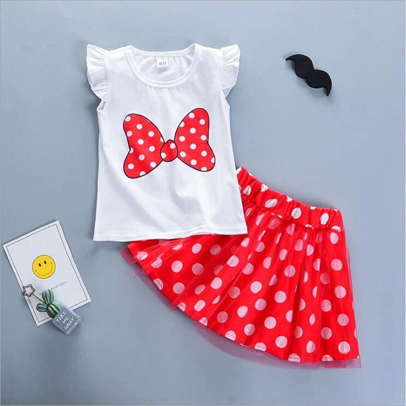 

10957 Girls Clothing Sets 2019 Summer Cotton Vest Two-piece Sleeveless Children Sets Casual Fashion Girls Clothes Suit Skirt