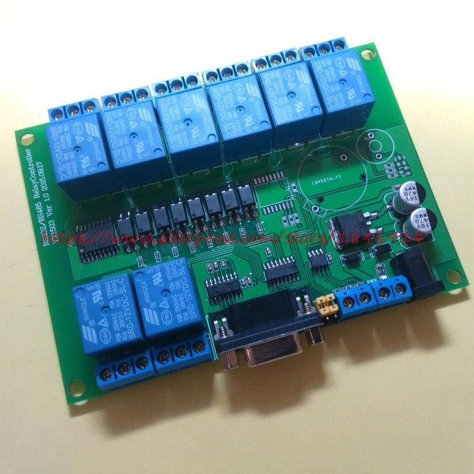 Free shipping 8 RS232 485 serial relay control board (MODBUS) computer control relay module