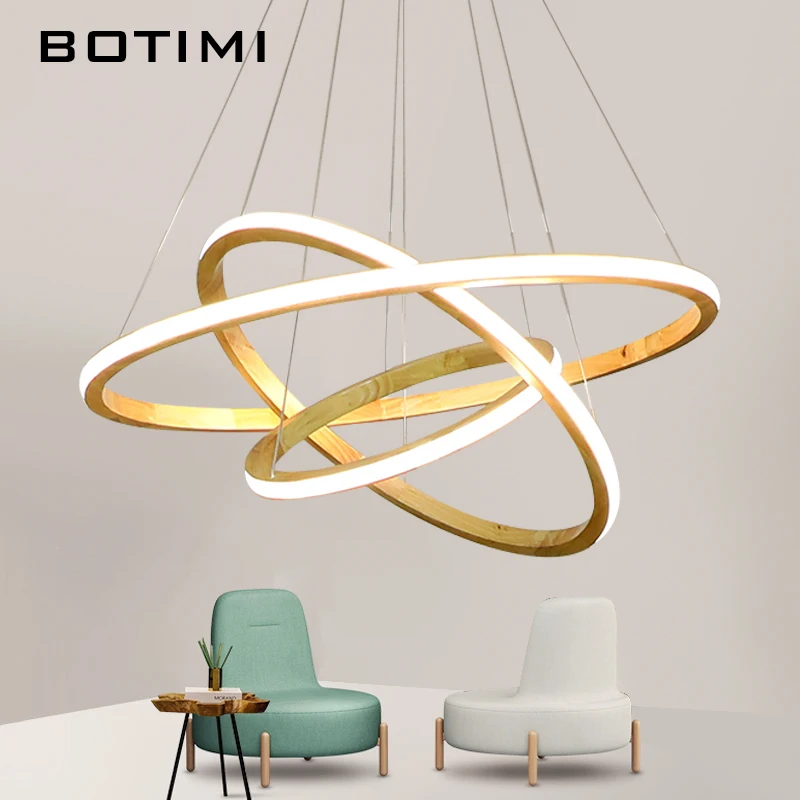 BOTIMI 220V LED Pendant Lights For Dining Wooden Rings Pendant Lamp Hotel Suspension Lamp Foyer Wood Light Hall Lighting Fixture BOTIMI 220V LED Pendant Lights For Dining Wooden Rings Pendant Lamp Hotel Suspension Lamp Foyer Wood Light Hall Lighting Fixture