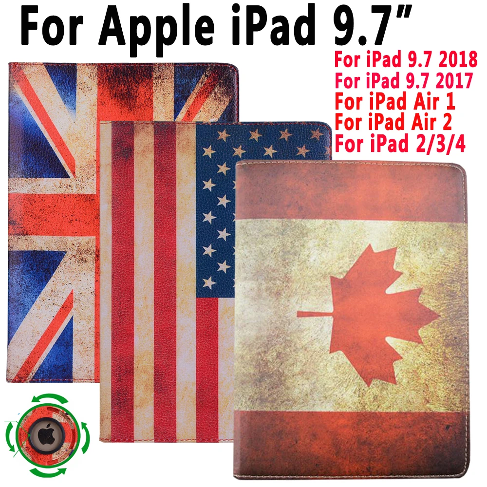Чехол с флагом США Великобритании и Канады для Apple iPad 9 7 2018 2017 6 го 5 поколения Air 1 2