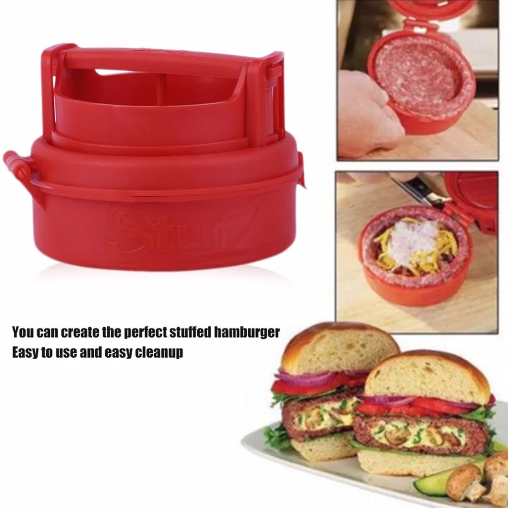 

5pcs/lot New Stuffed Burger Making Press Hamburger and Meat Patties Maker Kitchen Cooking Tool