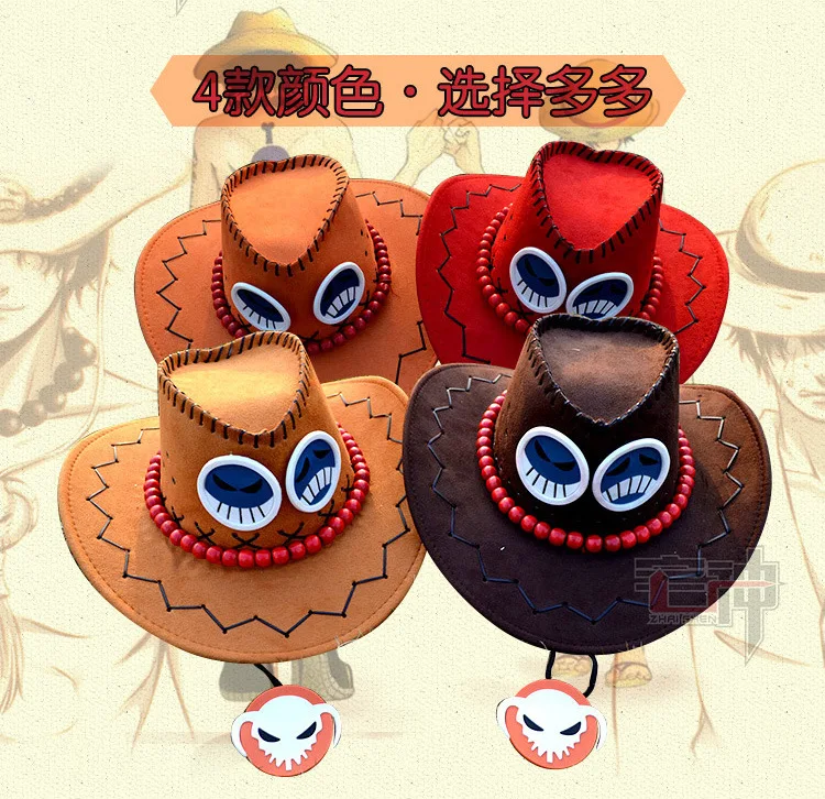 One Piece anime cosplay cappelli Portuguese. D. Ace cappello da pirata  cappello da cowboy di qualità di Hight chapeu|cowboy hat|cowboy chapeuace  hat - AliExpress