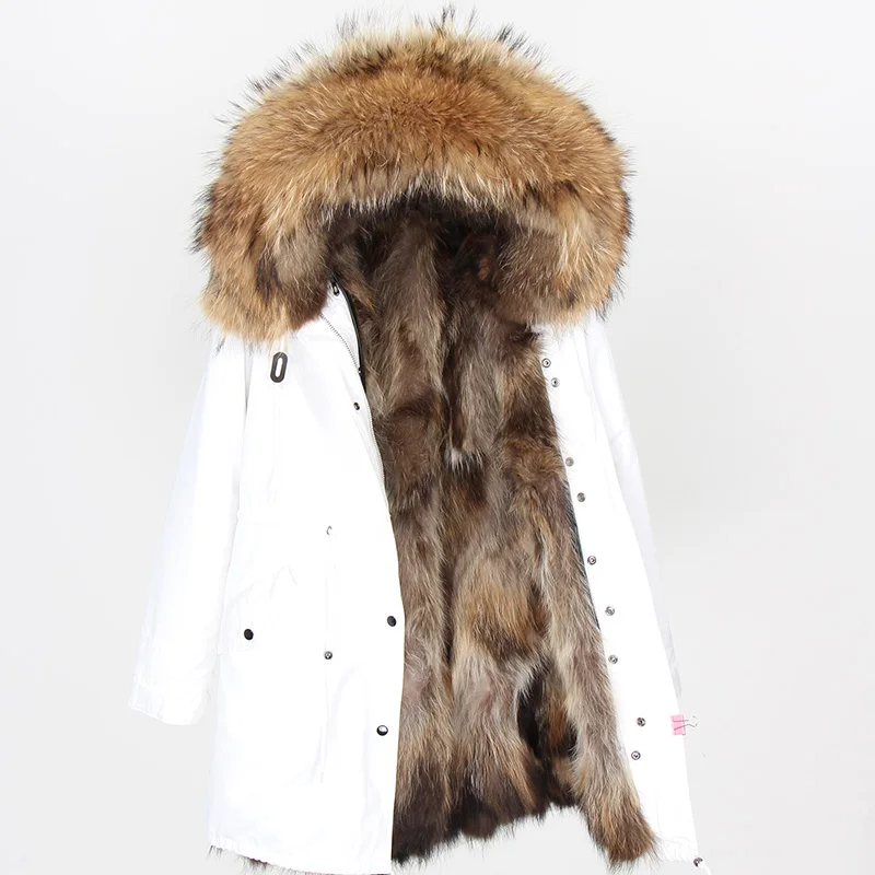 Женское длинное пальто из натурального меха, парка с натуральным мехом, зимнее пальто, куртка, женские зимние пальто из лисьего меха - Цвет: XD3-8