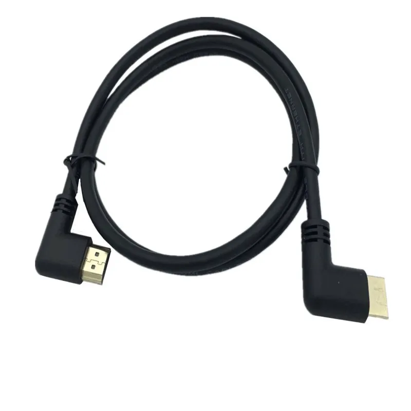 Левый и правый угловой HDMI 2,0 штекер HDMI правый левый локоть мужской удлинитель 15 см 50 см 1 м, HDMI 2,0 в Угловой кабель 4K* 2K@ 60 Гц