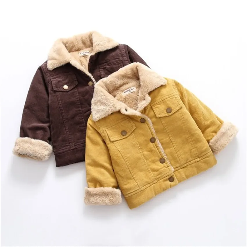 Зимняя куртка для девочек и мальчиков; пальто из овечьей шерсти; плотное вельветовое детское теплое пальто; детская одежда; зимний комбинезон; Верхняя одежда; От 1 до 5 лет;