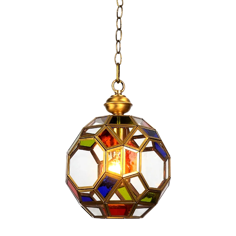 multi light colored glass pendant light 1 light single mini luxury brass lamp small globe single