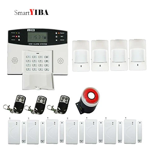 

SmartYIBA Wireless Smart Home Security GSM Alarm System Kits Alarm Host Door&Window Sensor Remote Controller Wired Siren Alarm