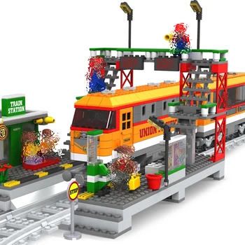 

Train Series with Station and Railway Platform Kids DIY Bricks Educational toys hobbies for children gifts Compatible With Toys