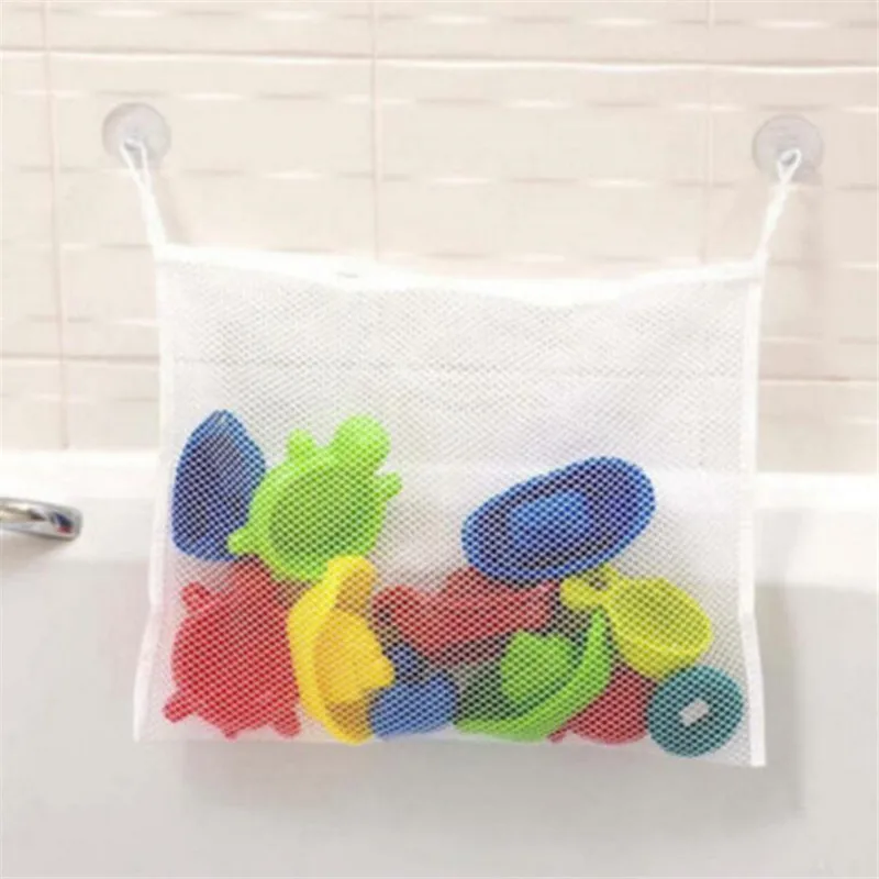 Baby Bath Net Suction Storage Folding Hanging Mesh Net Bag Eco-Friendly Bathroom Shower Toy Fun Time Bath Tub Toys