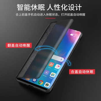 

Luxury Genuine Leather Design For Huawei P30 Pro Case Smart View Head Layer Cowhide Flip Phone Cover For Huawei P20 Pro Fundas