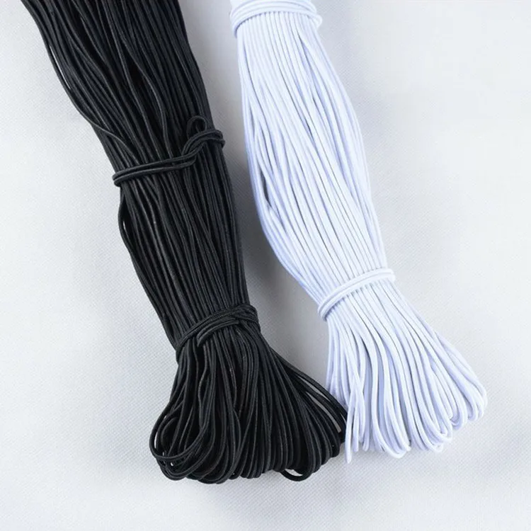 Высококачественная черная и белая круглая эластичная веревка/высокая эластичная веревка DIY тонкая резинка/толстая резиновая веревка