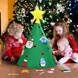 Новогодний 3D DIY Войлок Рождественская елка кулон Висячие украшения на стену Детские Рождественские подарки Рождественские украшения для