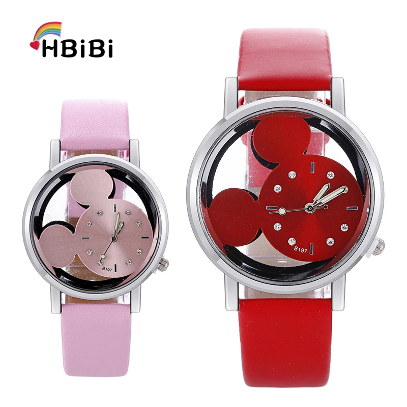 

New product launch children's watch Transparent hollow minnie dial kids watches for kid girls boys clock gift women quartz watch