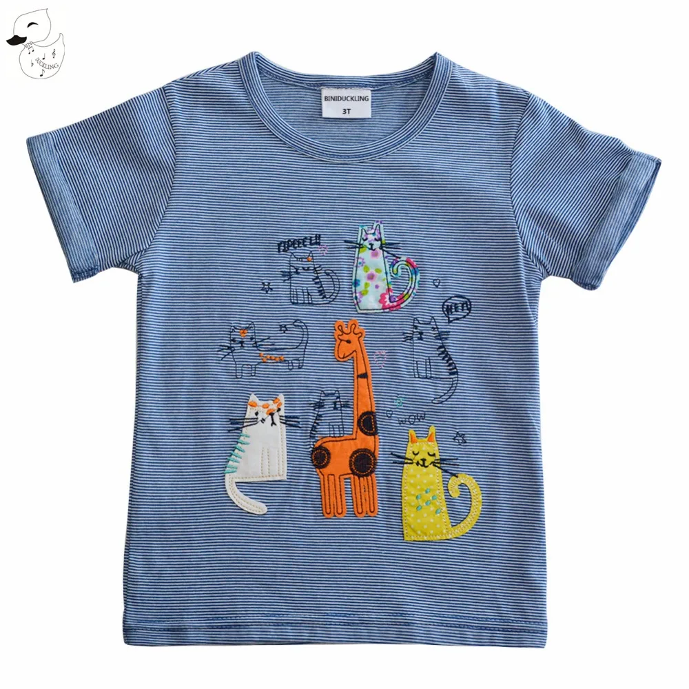 BINIDUCKLING 2017 New Kids T Shirt Embroidery AnimalBaby Boys Girls