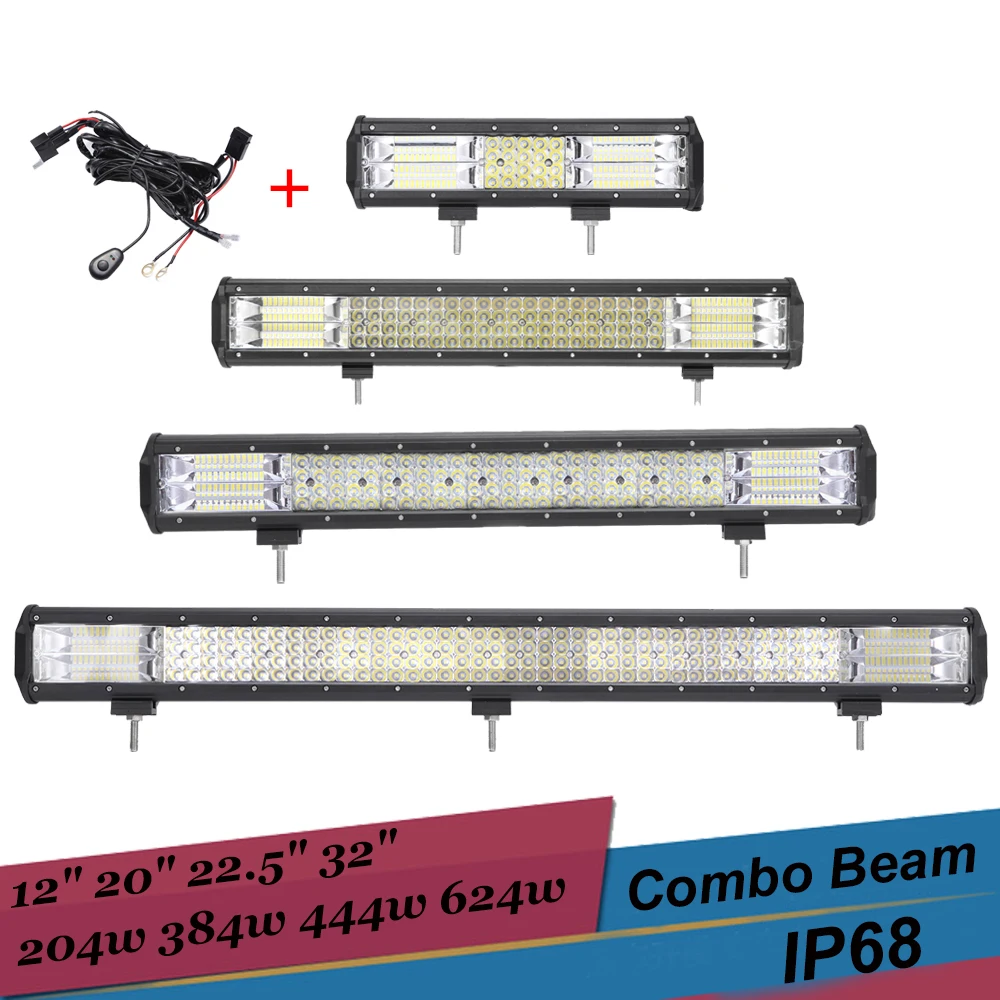 

12'' 20'' 22.5'' 32'' 4 Row LED Light Bar Offroad Combo Beam Led Work Light Bar Truck SUV ATV 4WD 4x4 Led Bar With Wire Harness