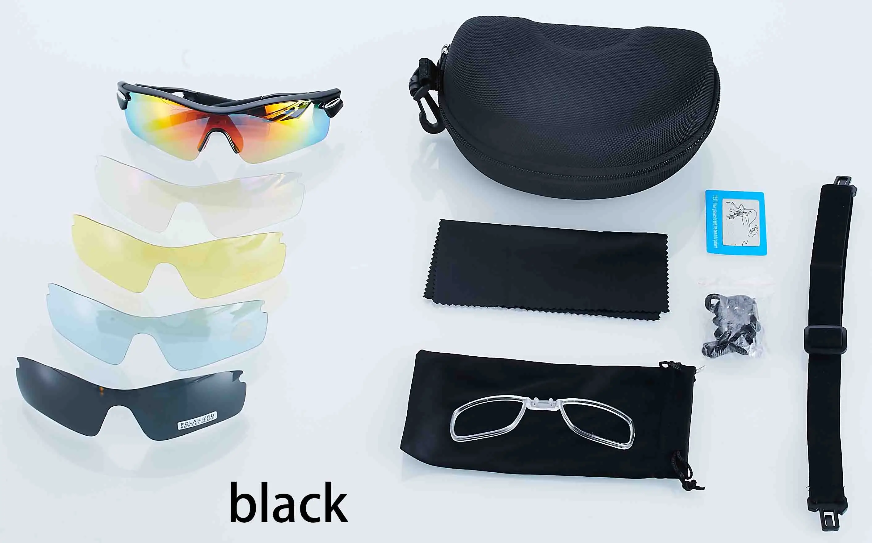 Поляризованные солнцезащитные очки для спорта на открытом воздухе Uv400 Солнцезащитные очки можно положить рецептурные линзы близорукость рамка - Цвет линз: black