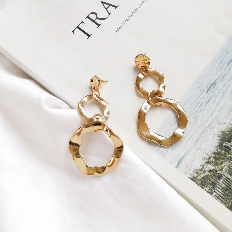 Earrings Exaggerated Metal Geometric Irregularity Temperament for Women Fashion Personality Shiny Atmosphere | Украшения и