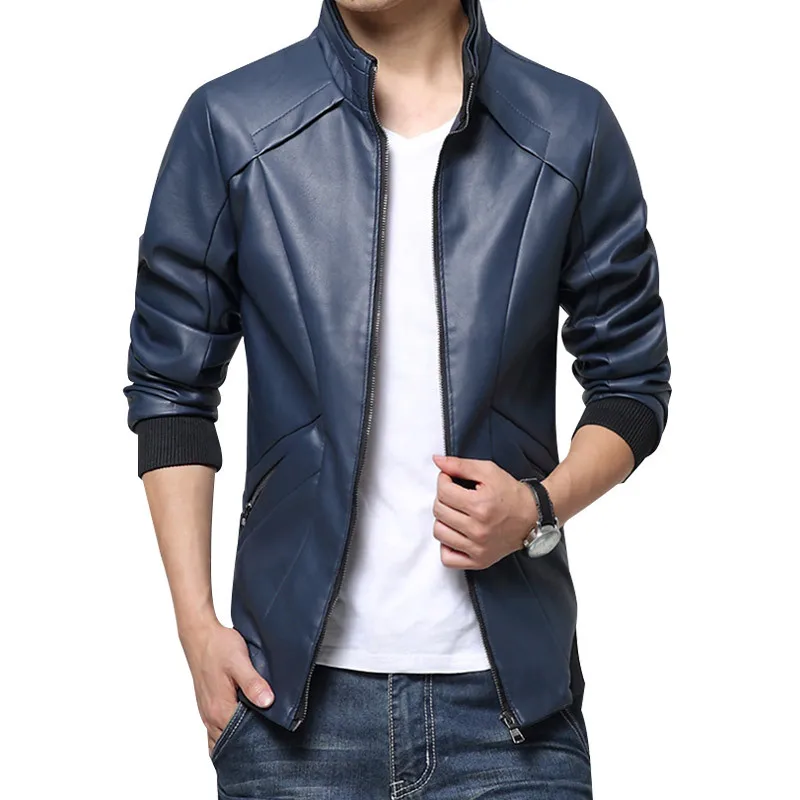 New Fashion cowhide Leather Jacket Men High Quality Solid Mens Faux Fur Coats Trend Slim Fit Youth Motorcycle Suede Jacket Male