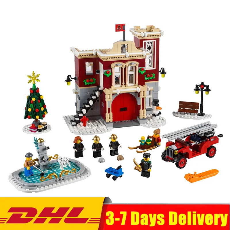 

Compatible LegoINGlys 10263 Creator Series Winter Village Fire Station Model Bricks Blocks Toys Christmas Birthday Gifts