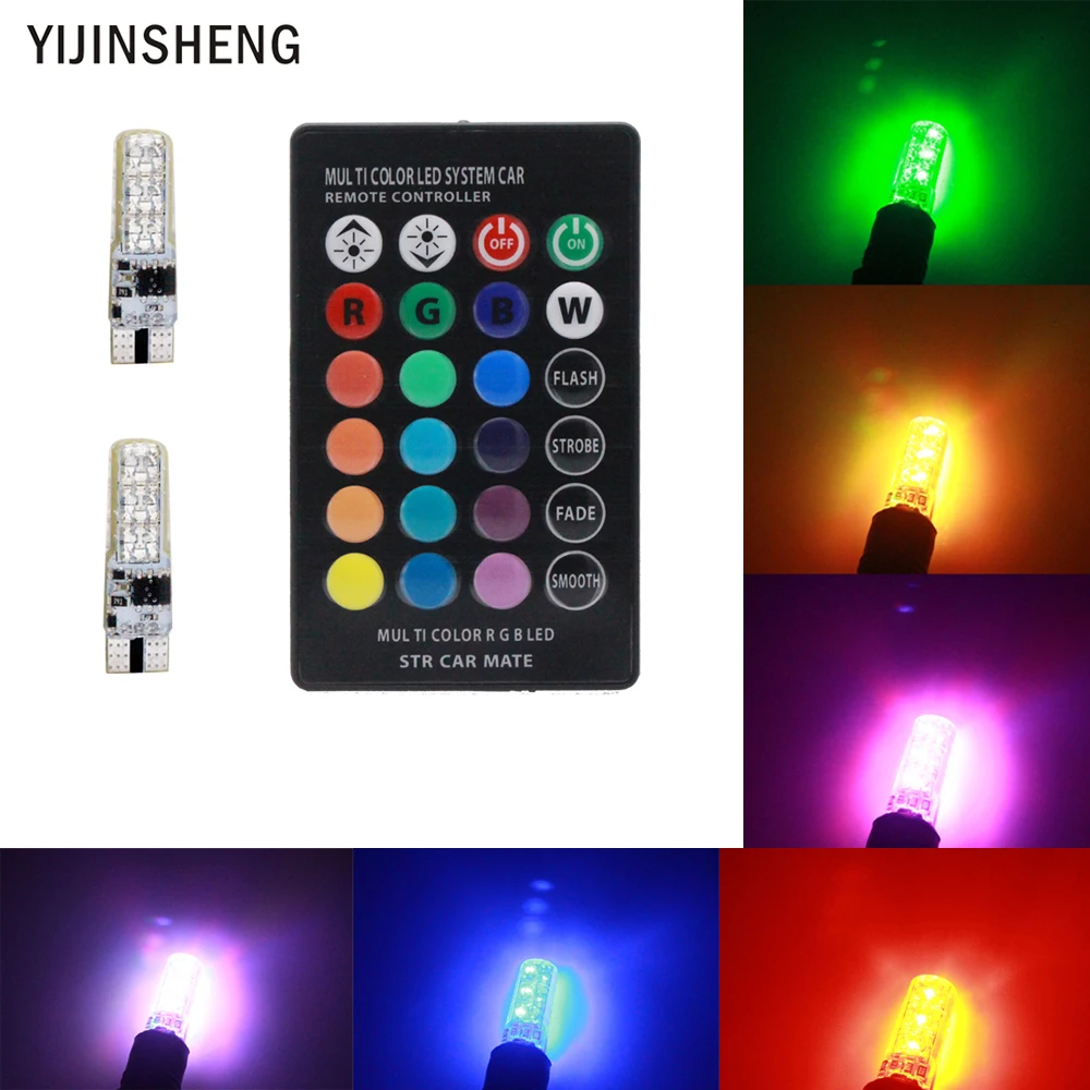 YIJINSHENG 1 комплект 5050 SMD RGB LED T10 194 168 W5W 6SMD Автомобильная клиновидная лампа 16 видов