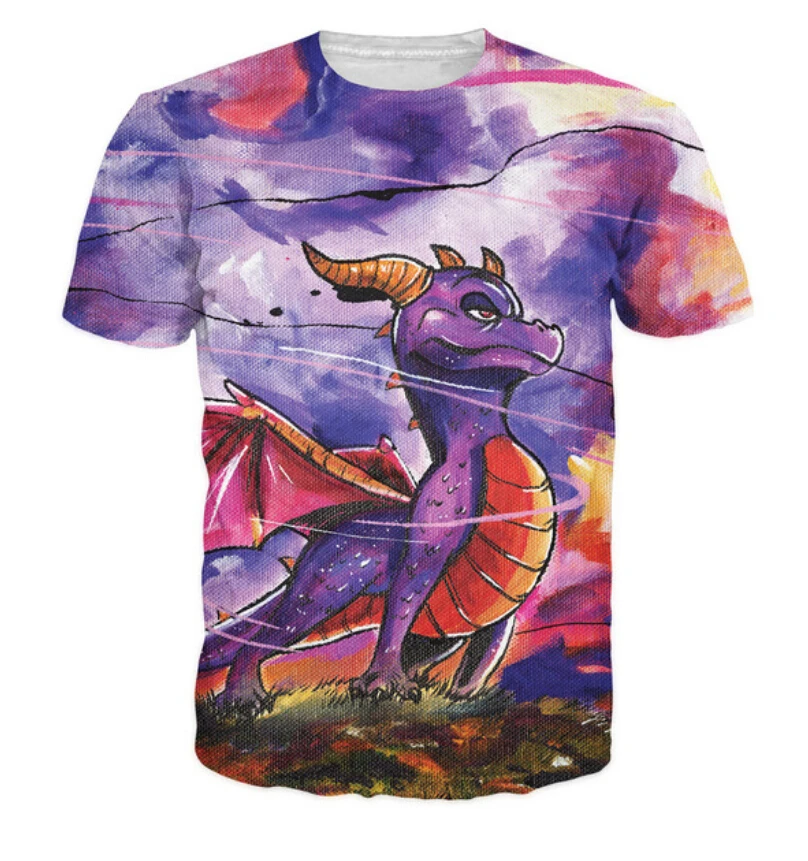 

Spyro T-Shirt favorite purple dragon character Cartoon t shirt Women Men 3d t shirt Summer style camisetas plus size S-3XL