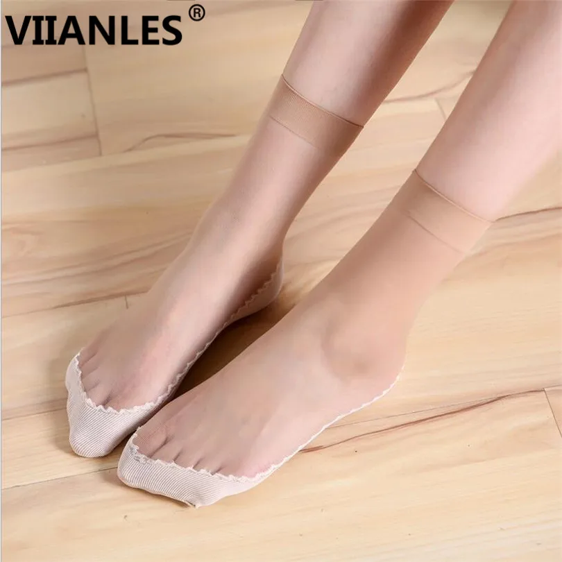 VIIANLES Women Silk Cotton Socks Bottom Soft Non Slip Sole Massage Summer Wicking Slip-resistant Spring Girls Sock Black Skin | Женская