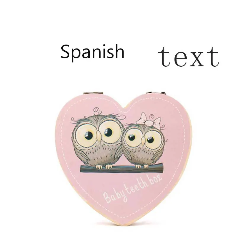 Коробка для хранения упавших зубов английский испанский текст для маленьких мальчиков и девочек деревянный ящик для хранения молочных зубов Органайзер держатель - Цвет: Aspanish