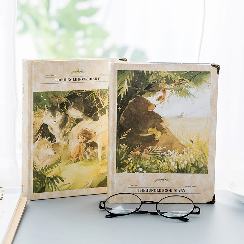 

New American Style Vintage Retro Wild The Jungle Book Dairy Ruled Hardcover Personal Notebook Creative Colorful Pages For Man